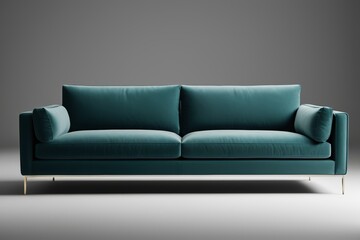 Fototapeta premium a close up of a blue couch with a white base