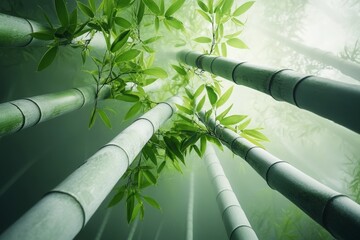 A clean and modern graphic of Izu bamboo forest, emphasizing its symmetry and vibrant green tones