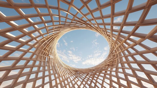 Futuristic Bamboo Lattice Dome with Rotating Reflective Surfaces - Cinematic Ultra-Detailed Image of Modern China Concept