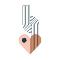 Minimalist Bohemian Valentine's day element in line geometric trendy style