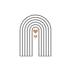 Minimalist Bohemian Valentine's day element in line geometric trendy style