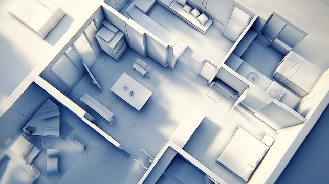 A meticulously crafted floor plan that includes individual bedrooms, partially insulated home offices, and communal living spaces, aimed at efficiently using space and ensuring privacy