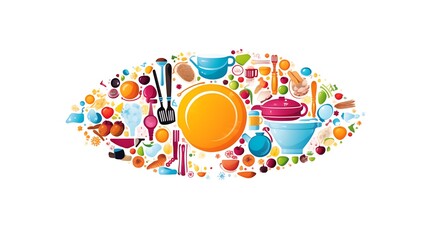 Colorful Kitchen Utensils and Food Eye Shape