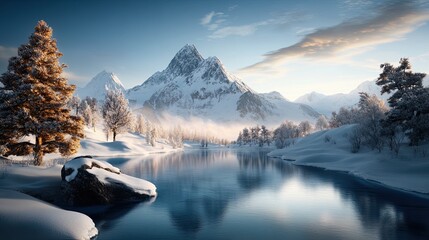 Pristine Glacial Valley with Blue Waters and Snowy Peaks landscape