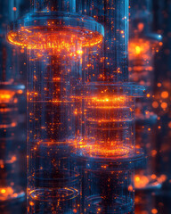 Fototapeta premium A dynamic geothermal energy plant with glowing heat rings,