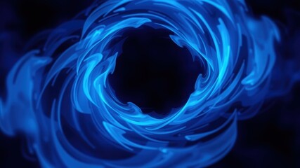 Abstract swirling blue energy vortex, cosmic nebula, circular design element for technology or science background