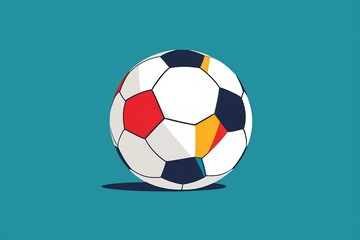 Naklejka premium there is a soccer ball with a flag on it on a blue background