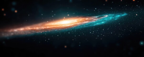 Obraz premium Galaxy abstract background concept. Stunning cosmic view of a colorful spiral galaxy in deep space surrounded by stars.