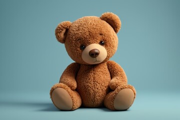 Obraz premium there is a brown teddy bear sitting on a blue surface