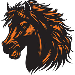 Horse Head in Rage with Aggressive Gaze and Strong Presence
