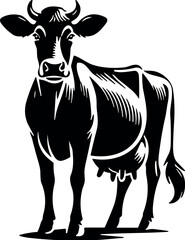 Jersey Cow vector black silhouette cricut design for T-shirt

