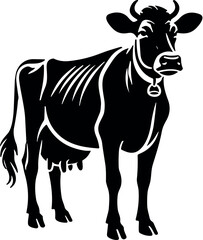 Jersey Cow vector black silhouette cricut design for T-shirt

