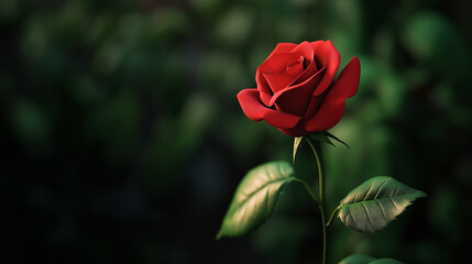 Obraz premium Elegant Red Rose Symbolizing Love and Passion in Natural Setting