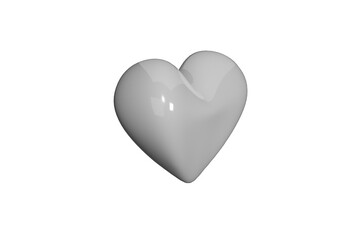 heart shaped heart, white, 3D