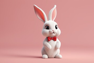 Obraz premium there is a white rabbit with a red bow tie on
