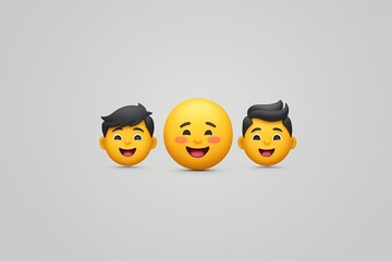 Obraz premium three emoticions of two men with different facial expressions