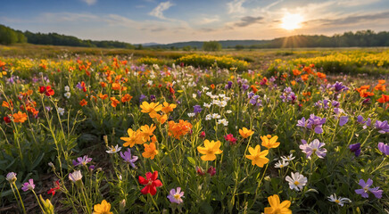 Fototapeta premium field of wildflowers blooming in spring