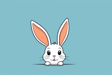 Fototapeta premium a cartoon rabbit with a long nose and ears sitting on a blue surface