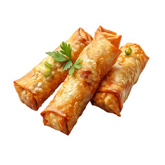 Delicious crispy fried spring rolls Transparent Background.