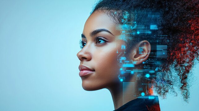 Business Smart Digital Transformation Success seamless digital interfaces connecting team members remotely Stock Photo with side copy space