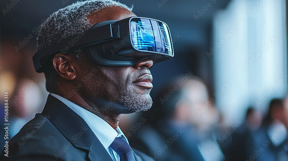 Poster business smart smart leadership decision-making executives strategizing with augmented reality tools