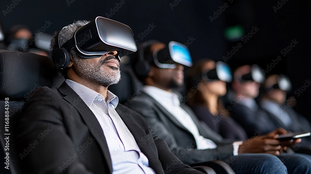 Poster business smart smart leadership decision-making executives strategizing with augmented reality tools