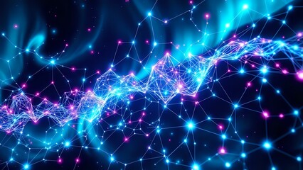Obraz premium Ethereal Galaxy Swirls Digital Art - Bioluminescent Brainwave Patterns