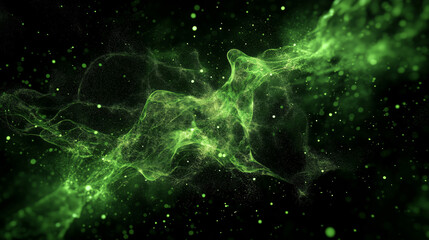 ethereal green nebula with flowing particles