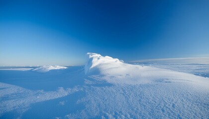 Scenery depicting clear skies, cold winds and sub-zero temperatures amidst the ice and snow of the Arctic