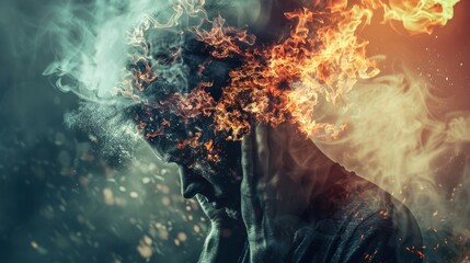 Conceptual image representing the overwhelming feeling of burnout syndrome.