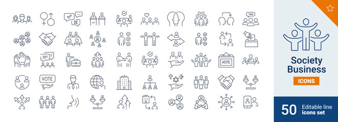 Society icons Pixel perfect. Vote, unity, team, ...	
