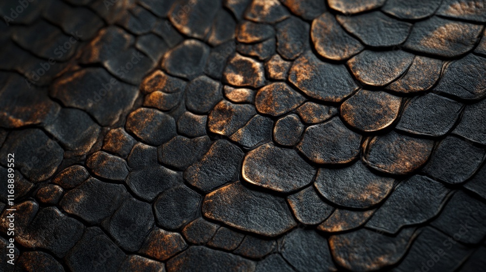 Poster detailed close-up of snake hide texture featuring rich dark tones and intricate patterns highlightin