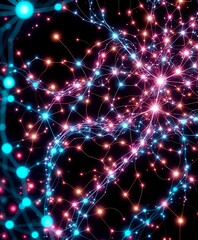 Obraz premium Bioluminescent Cybernetic Art Nouveau Network - Abstract Data Visualization