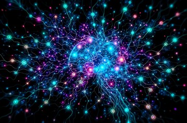 Fototapeta premium Bioluminescent Neural Network Abstract Art - No Text