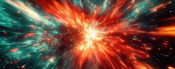 Burst abstract background idea. Vivid cosmic explosion with bright colors representing a stellar event in space.