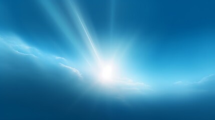 Bright Sunlight Shining Through Blue Sky Clouds