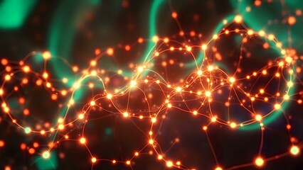 Fototapeta premium Pulsating Cybernetic Cosmos - Bioluminescent Network Artwork