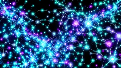 Fototapeta premium Cosmic Cityscape Abstract Nebula - Bioluminescent Cybernetic Art Nouveau