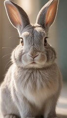 A rabbit, side by side, beautiful detailed eyes, beautiful detailed lips, extremely detailed face and features, long eyelashes, elegant pose, natural lighting