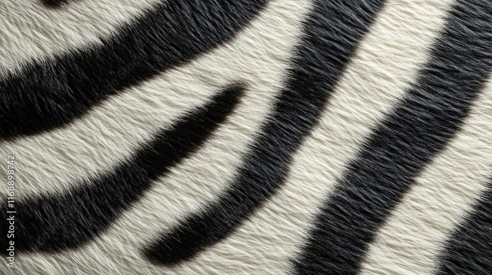 Poster close-up view of zebra skin texture displaying unique pattern of stripes suitable for artistic or ed