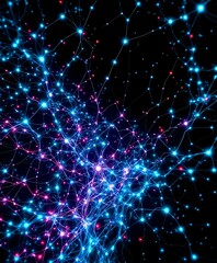 Obraz premium Bioluminescent Cybernetic Web - Abstract Neural Network Art Nouveau