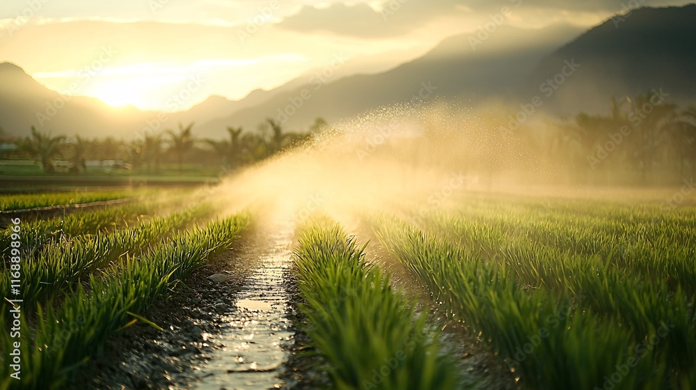 Poster conservative sustainability eco-efficiency practices farmers using efficient irrigation systems stoc