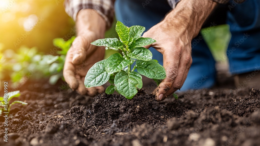 Poster conservative sustainability eco-efficiency practices farmers using efficient irrigation systems stoc