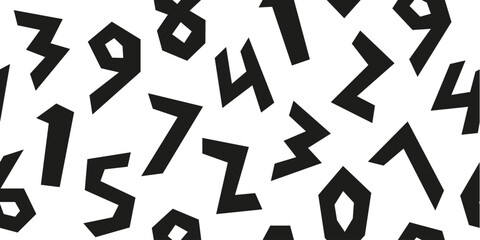 Number shape seamless pattern. Creative childish doodle and fun for children background.