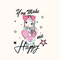 Beautiful girl vector in attractive fashion style surrounded by flowers and butterflies in a vibrant background
