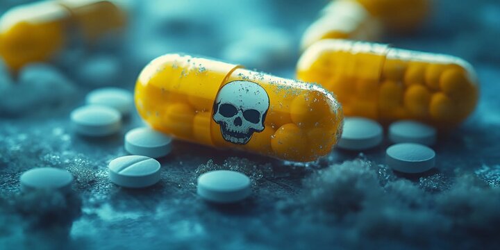 banner en tonos amarillos simbolizando el peligro de la compra en internet de medicamentos