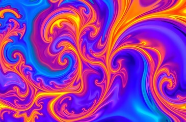 Vibrant Fractal Flames Abstract Art
