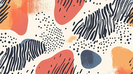 Fototapeta premium Abstract Art Featuring Organic Shapes Lines And Dots