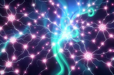 Obraz premium Interconnected Neural Network in Northern Lights Style