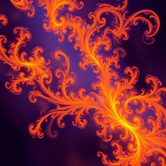 Cosmic Inferno: Vibrant Fractal Flames in Purple and Orange
